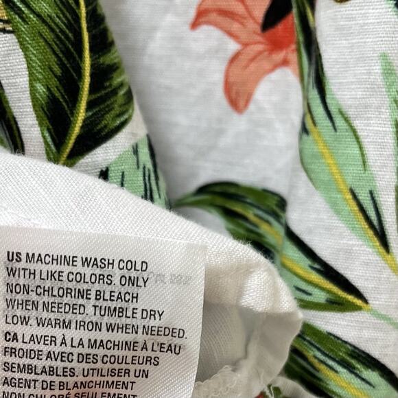 Charter Club Womens Linen Blend Button Up Top Size L Multicolor Beachy Tropical - Picture 7 of 7